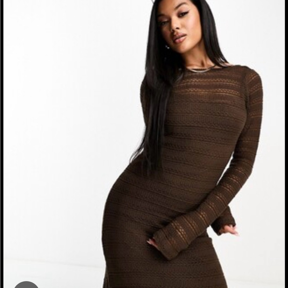 ASOS Chocolate Long Sleeve Knit Dress